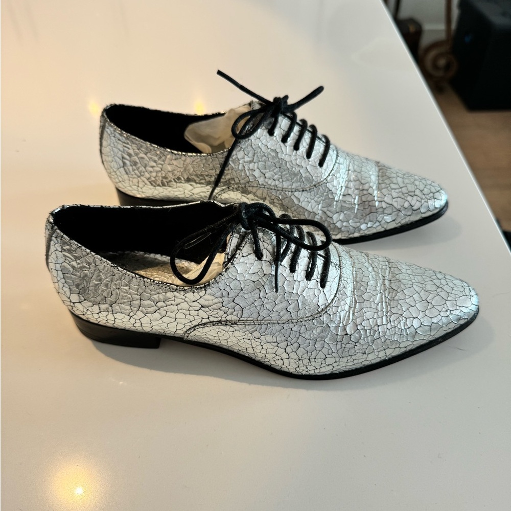 Michael Kors Oxford Flats - Lottie Cracked Metallic
